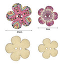 100 Pcs Wooden Buttons Colorful Retro Resin Buttons Flower Crafting Buttons Wood Sewing Button Kids Doll Mixed Buttons with 2 Holes for Arts Craft Knitting Sewing DIY Decoration 20mm 24mm