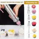 Cake Decorating Tool,16 pcs Icing Decoration Gun Set,Dessert Decorating Syringe Tools,6 Piping Nozzles,3Cream Scrapers,3 Cupcake molds,1cleaning Brush,Cupcake Frosting Filling Tools(Stainless Steel)