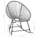 vidaXL Industrial-Style Rocking Moon Chair for Outdoor Use - Grey Poly Rattan with Polyurethane and Powder-Coated Steel Frame