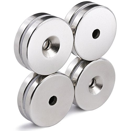 1.26"D x 0.2"H Neodymium Disc Countersunk Hole Magnets. Strong Permanent Rare Earth Magnets with Screws - Pack of 8