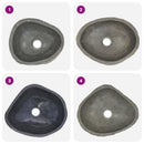 vidaXL Oval-Shaped Wash Basin Natural River Stone Taupe - Sink for Bathroom, Washroom with Polished Inner Surface and Drain Hole