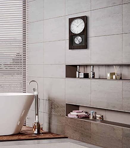 SEIKO Modern Dark Wooden Wall Clock with Pendulum and Dual Chimes