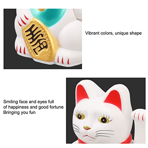 4 Inch Arm Waving Fortune Cat Battery Powered, Hand Waving Welcoming Cat Chinese Lucky Cat Decor for Home Desk Ornament Gift Giving