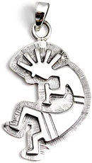 COSUMOSU Kokopelli 925 Sterling Silver Native American Indian Pendant Charm (Round Oval Small Large), Sterling Silver, No Gemstone