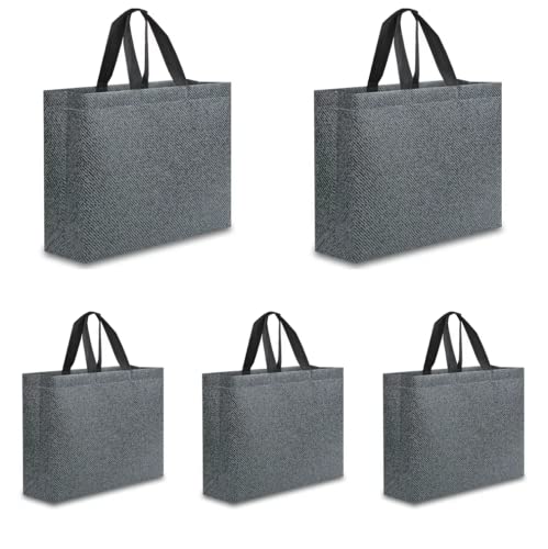 Large Reusable Grocery Bags 5 Pack Heavy Duty, Reinforced Handles with X Stitching Hold 50 lbs, Durable Non-Woven Shopping Tote Bags, Washable & Eco-Friendly, Portable Tote Bag for Shopping Party