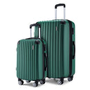 2 Piece Luggage Set Carry On Travel Suitcases Cabin Hard Shell Case Lightweight with Wheels TSA Lock Green