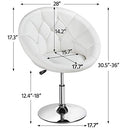 Yaheetech Vanity Chair Makeup Swivel Accent Chair Height Adjustable Round Back Tilt Chair with Chrome Frame for Makeup Room, Living Room, White