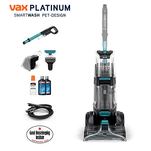 Vax Smartwash Pet-Design Carpet Cleaner | Kills 99% of Bacteria | Pre-treatment Wand – CDCW-SWXP, Grey, White and Teal