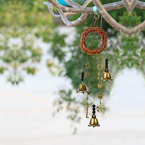 2 Pieces Witch Bells Protection Door Hangers Witch Wind Chimes Wreath Handmade Hanging Witch Bells Wiccan Magic Wind Chimes for Home Door Doorknob Witchcraft Decorations (Novel Style)