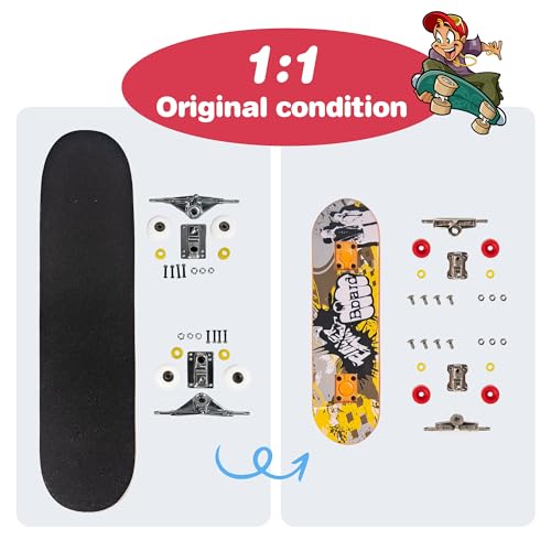 BROKIG Decktoy Finger Skateboard Sets,Fun Fingerboard Skatepark Kit Mini Finger Boards - Finger Training Toys for Kids Boys Gifts or Adult Party Toys (HB-001)