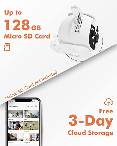 Dzees Solar Security Cameras Wireless Outdoor, 2K Battery Powered Security Camera, 360° PTZ Camera with Spotlight, Siren, Color Night Vision, AI Dectection, IP66 for Home Security, 2.4GHz