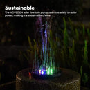 NOVEDEN Solar Fountain Water Pump for Bird Bath with RGB Color LED Lights - Sustainable, Anti-Drift Design, Easy to Clean, Black