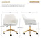 Zesthouse Boucle Home Office Chair Modern Desk Chair with Wheels, White Vanity Chair for Girls Women, Upholstered Swivel Armchair for Bedroom, Height Adjustable Computer Task Chair, Gold Base