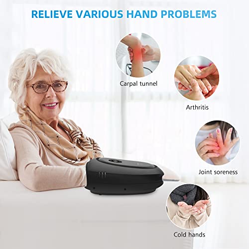 Comfier Hand Massager Machine,Electric Wireless Hand Massager with Heat & Compression, Vibration,APP Control Pressure Point Wrist Finger Massager for Arthritis & Carpal Tunnel,Pain Relief,Gifts(Black)