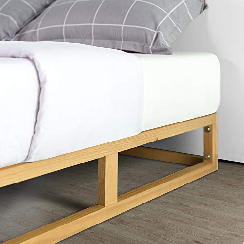 Zinus Industrial Pine Wood Queen Bed Frame | Low Bed Base Mattress Foundation - Natural 20cm / Mattress Foundation/Bedroom Furniture