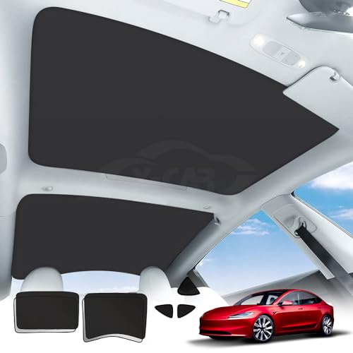 X-CAR Glass Roof Sun Shade Sunroof Blind Sunshade UV Film for New Tesla Model 3 Highland in Black Colour