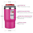 4 in 1 Beer Cooler, Stainless Steel Bottle and Can Insulator for 12oz Standard Cans, Slim Cans and Beer Bottles, or as a 14oz Coffee Mug with lid (Rose red)