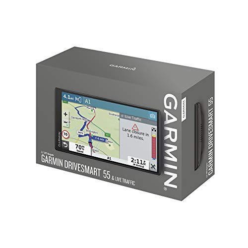 Garmin DriveSmart 55 MT-S 5.5 Inch Sat Nav with Edge to Edge Display, Map Updates for UK and Ireland, Live Traffic, Bluetooth Hands-Free Calling and Driver Alerts