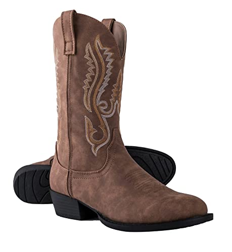 Canyon Trails - Mens Cowboy Boots - Round Toe Cowboy Boots for Men Traditional Mens Western Boots - Mens Boots Round Toe Style - Cowboy Work Boots Men - Cowboys Boots, Brown, 11
