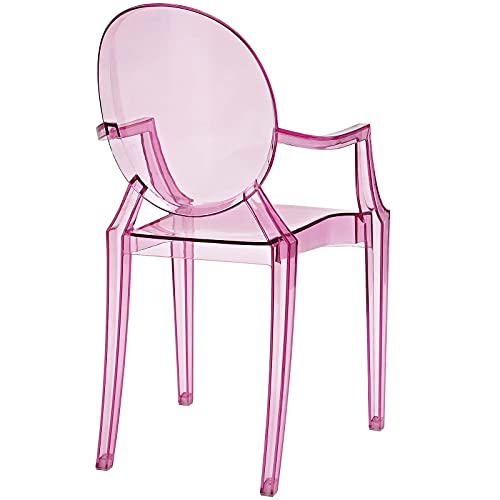 Modway Casper Modern Acrylic Stacking, Two Dining Armchairs, Pink