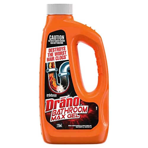 Drano Bathroom Max Gel Drain Cleaner, Eliminates Hair Clogs, Bathroom Drain Cleaner for Sinks, Tubs, and More, Safe On All Pipes, 770mL