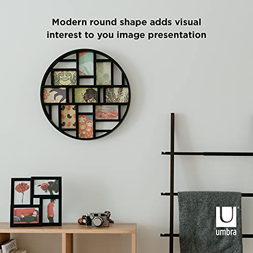 Umbra 311120-040 Luna Large 4x6 Picture Frame Collage and Wall Décor, 21.9 x 21.9 x 1.8, Black Photo Display