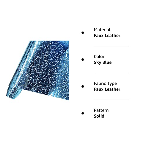 HYANG Mirror Embossed Metal Water Cube Sky Blue PU Faux Leather Sheets 1 Roll 12"X53"(30cmX135cm), Faux Leather Very Suitable for Leather Earrings, Bows, Handbag ，Sewing ，Crafts Making