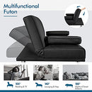 Yaheetech Linen Fabric Modern Sofa Bed Futon Couch Bed Folding Recliner Sleeper Reversible Loveseat Convertible Daybed, 2 Cup Holders, 3 Angles, 772lb Capacity, Removable Armrests, Black