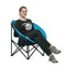 KingCamp Oversized Saucer Round Camping Chair Portable Padded Outdoor Folding Chair for Adult with Cup Holder Back Pocket Carry Bag, Support Up to 300lbs, Blue