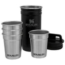 Stanley Stainless Steel Shot Glass and Flask Gift Set, Outdoor Adventure Pack with 4 Metal Shot Glasses, 8oz Whiskey Flask, and Travel Carry Case