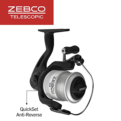 Zebco 33 Telescopic Spinning Reel and Fishing Rod Combo, Convenient Telescoping Rod with a Pro-Style Handle Grip and Quickset Anti-Reverse Fishing Reel, Multi, One Size (33SP605MTELA.FB4)