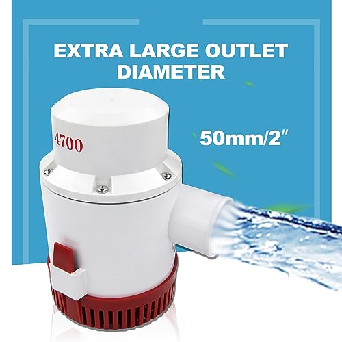 WAVEFLO 4700GPH Boat Bilge Pump 12V Marine Submersible Electric Water Pump Non-Automatic Output Hose 2"