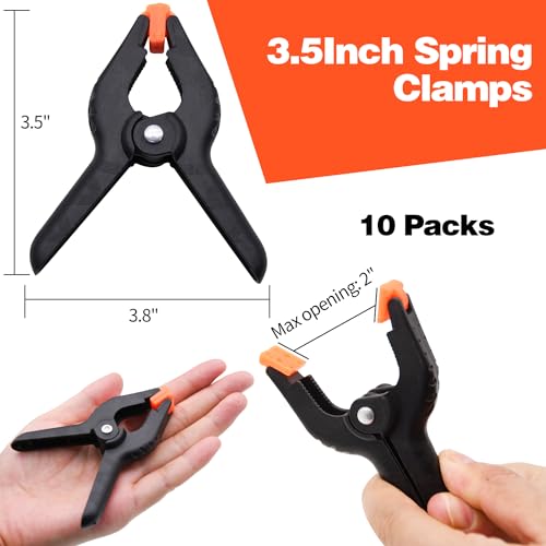 10/20/30/60 Pack Spring Clamps, 3.5in Plastic Spring Clamps, Heavy Duty Clamps for Crafts and Woodworking, Backdrop Clips Clamps for Backdrop Stand, Photography(10 Pack)