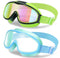 Vvinca 2pc Kids-Goggles with Elastic Fabric Strap, Wide View Anti Fog UV Anti Shattered Lens for Kids Swim Goggles 3-14 Toddlers Girls Boys