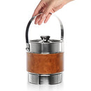 COM-FOUR® Ice Bucket with Faux Leather Strap, Lid and Carry Handle - Cooling Bucket as Wine and Champagne Cooler - Elegant Ice Cooler for Special Occasions (Oslo)
