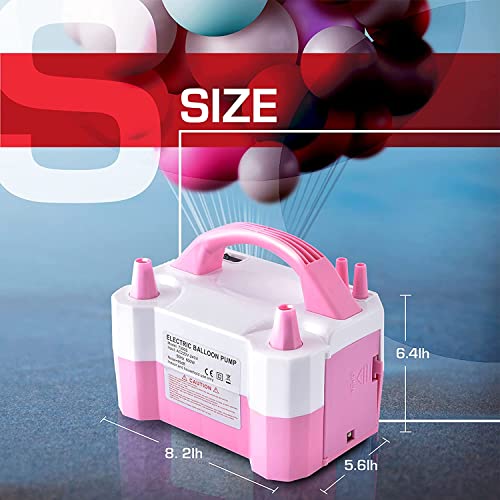 Electric Air Balloon Pump, Portable Dual Nozzle Electric Balloon Inflator/Blower for Party Decoration,Used to Quickly Fill Balloons Pink