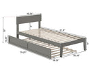 AFI, Boston Platform Bed with Twin XL Trundle, Twin XL, Grey