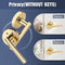 1 Pack Gold Door Handles, Polished Brass Lock without Key, Privacy Door Lever Interior, Door Lever for Bedroom and Bathroom, Heavy Duty, Left or Right Handing