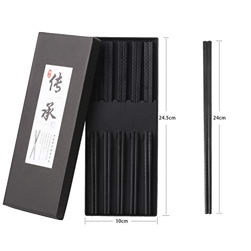 10 Pairs Fiberglass Chopsticks, Reusable Alloy Chop Sticks Non-slip Chopsticks, Dishwasher, 9 1/2 Inches