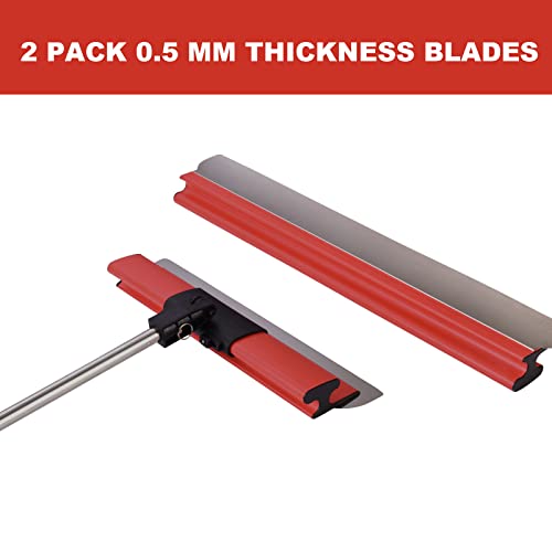 BHTOP Drywall Tools Skimming Blade with Extension Handle - 12", 20" & 32" Blades with 2 Pack 0.3 mm Blades, Construction Tools End Caps, Wall-Board with Outer Box in Red