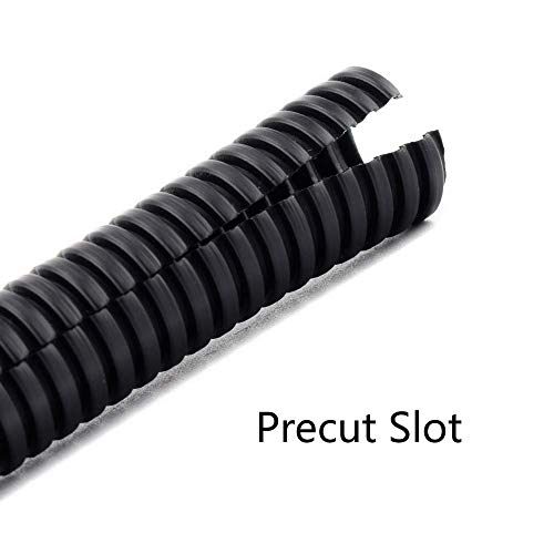 ZhiYo 20FT 1/4” Wire Loom Split Tubing Auto Wire Conduit Flexible Cover | High Temperature Heat Resistant -40F to 257F | Plastic Cover for Electrical Wires & Cables, Black