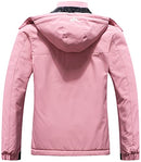 Women's Mountain Waterproof Ski Jacket Windproof Rain Windbreaker Winter Warm Hooded Snow Coat, Pink, Small