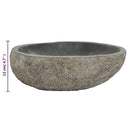 vidaXL Oval-Shaped Wash Basin Natural River Stone Taupe - Sink for Bathroom, Washroom with Polished Inner Surface and Drain Hole