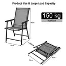 Costway Patio Folding Chair Set of 2, Portable Outdoor Dining Chair with Breathable Fabric, Steel Structure, Foldable Design, 2pcs All-Weather Garden Arm Chair Set, for Deck, Pool Side, Back Yard