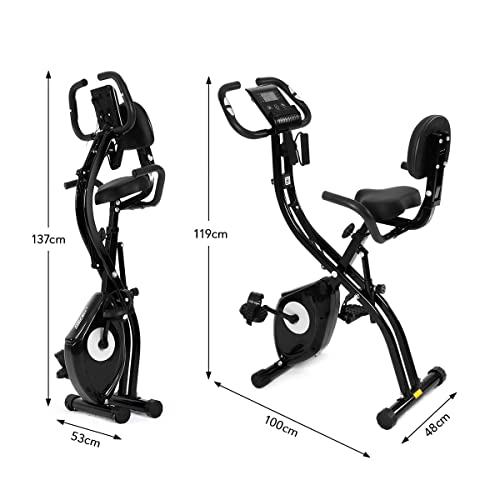 Genki X-Bike Magnetic Exercise Bike Folding Upright Cycling Spin Bike Recumbent Bicycle Home Gym Fitness 10 Resistance w/Bluetooth App Phone Holder