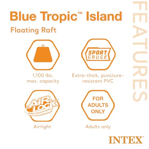 Intex Blue Tropical Island 5 Seat Floating Lounge Raft w/ 4 Cup Holders | 5727EP