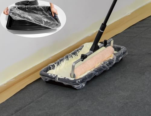 ROLLINGDOG 18 Inch Paint Roller Kit - Large Paint Roller,Microfiber Paint Roller Sleeves,Paint Tray with Liners,Extension Pole with Thread Lock,Pack of 10
