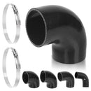 Swpeet 3Pcs 3 Inch - 76mm 90 Degree Elbow 4-Ply Reinforced Silicone Hose with 72-95mm 304 Stainless Steel T Bolt Hose Clamp Kit, Automotive Pure Silicone Hose for Turbo Intake Intercooler