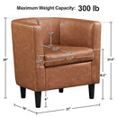 Yaheetech Accent Chair, PU Leather, Modern and Comfortable Armchairs, Upholstered Barrel Sofa Chair for Living Room Bedroom Waiting Room, 2PCS, Brown