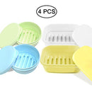 4 Pcs Waterproof Soap Case Holder Soap Dishes, FineGood Self Draining Soap Saver Portable Soap Box Tray for Bathroom - Yellow, White, Blue, Green